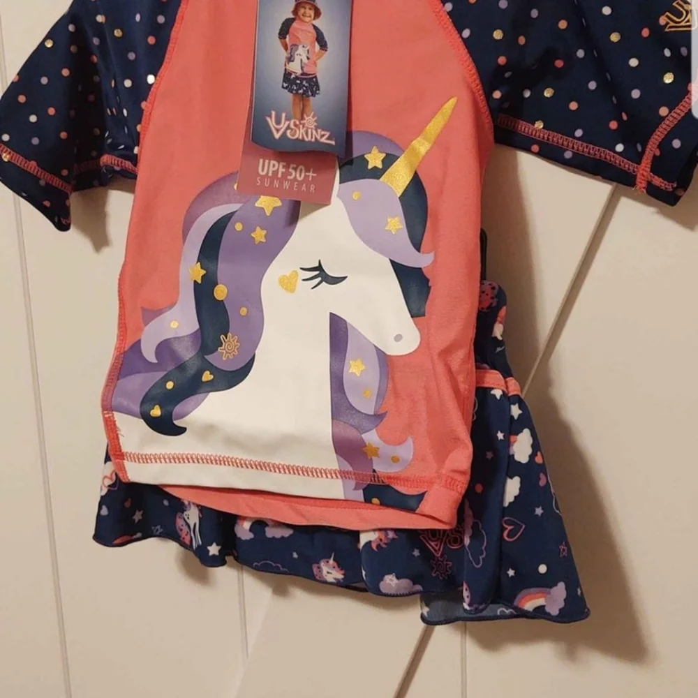 UV Skinz nwt Girl's 3PC Swim Suit, UPV 50+, New, Unicorn 2t
